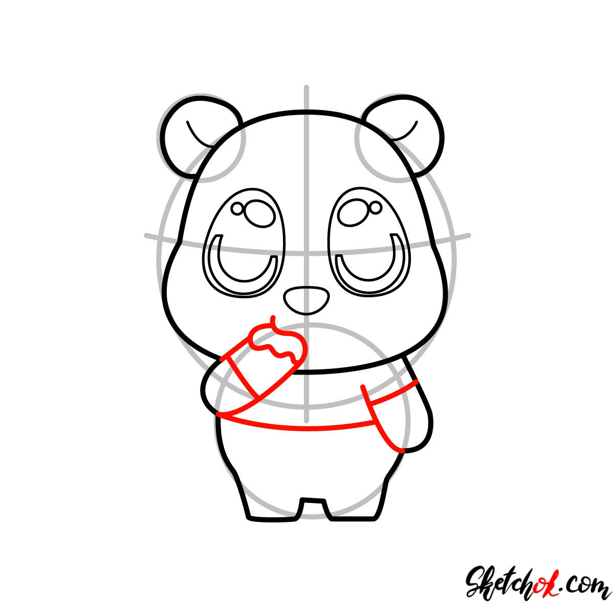 How to draw Pooh Bear chibi - step 06