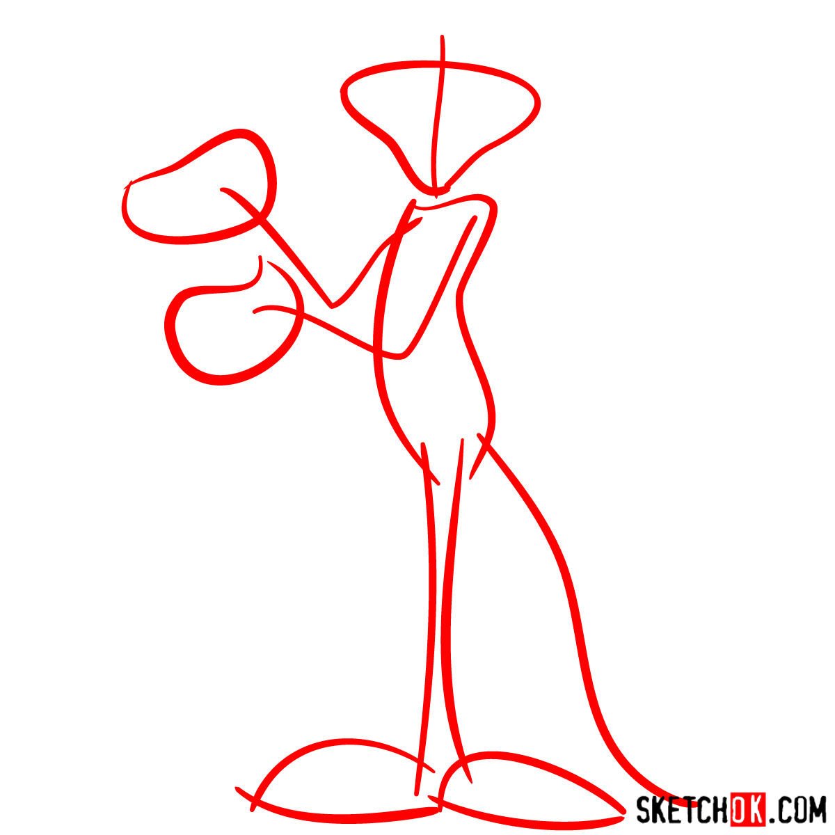 How to draw the Pink Panther - step 01