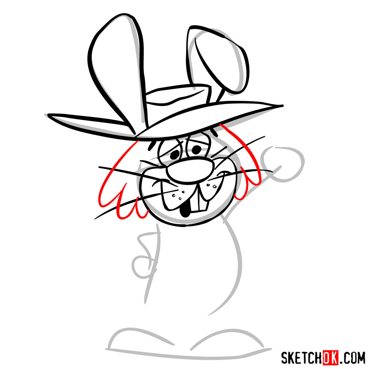 How to draw Ricochet Rabbit - step 08