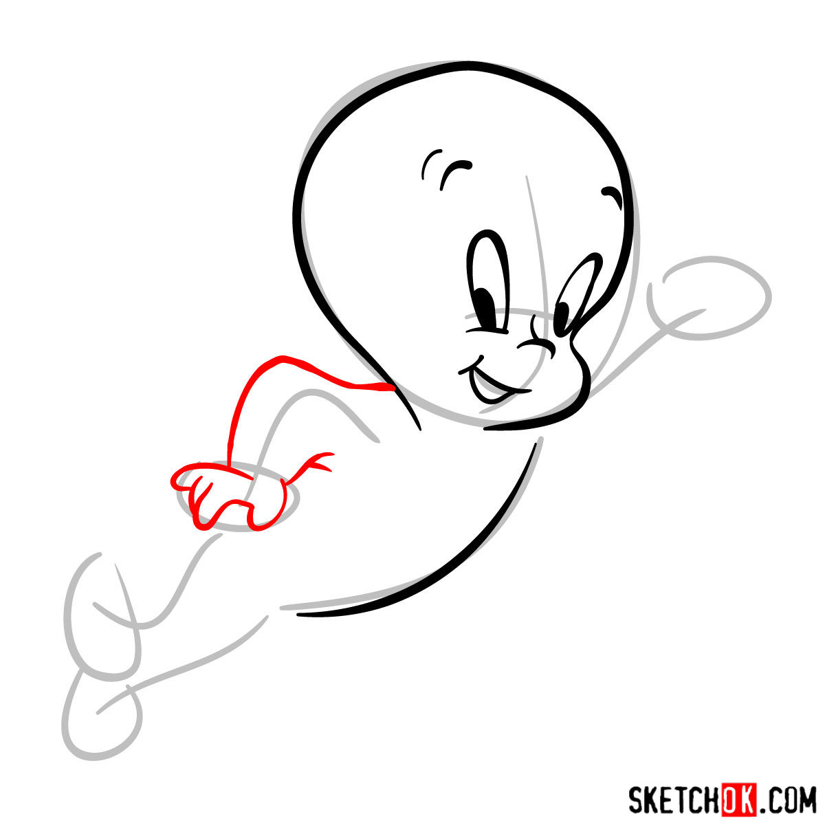 How to draw Casper the Friendly Ghost -  step 06