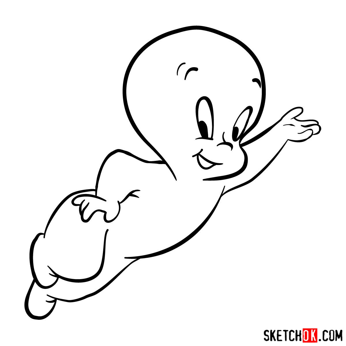 How to draw Casper the Friendly Ghost