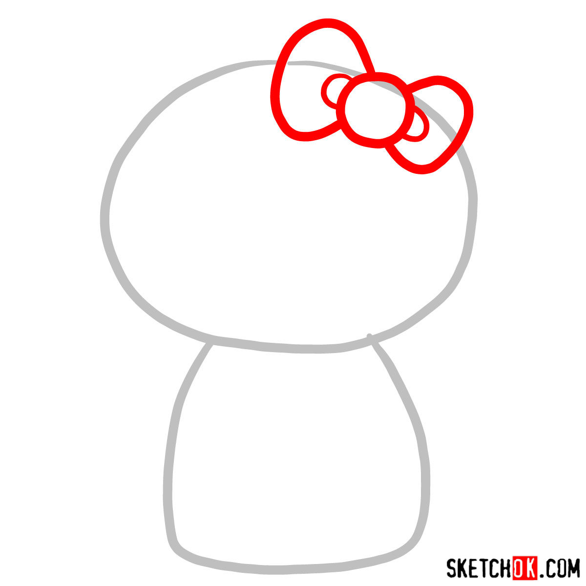 How to draw Hello Kitty - step 02