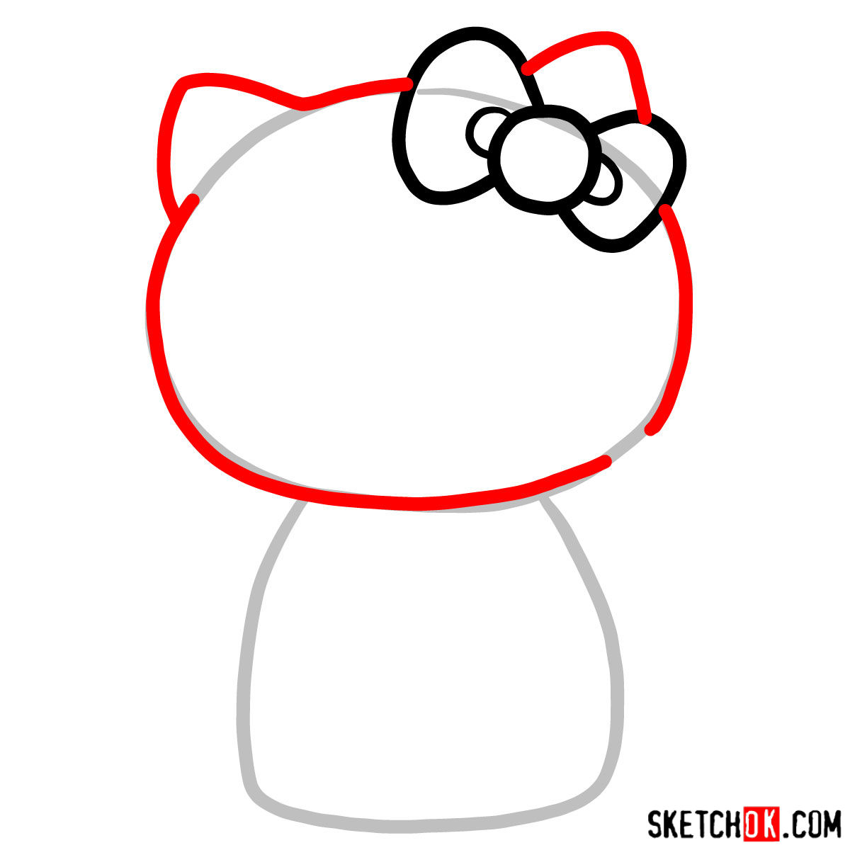 How to draw Hello Kitty - step 03
