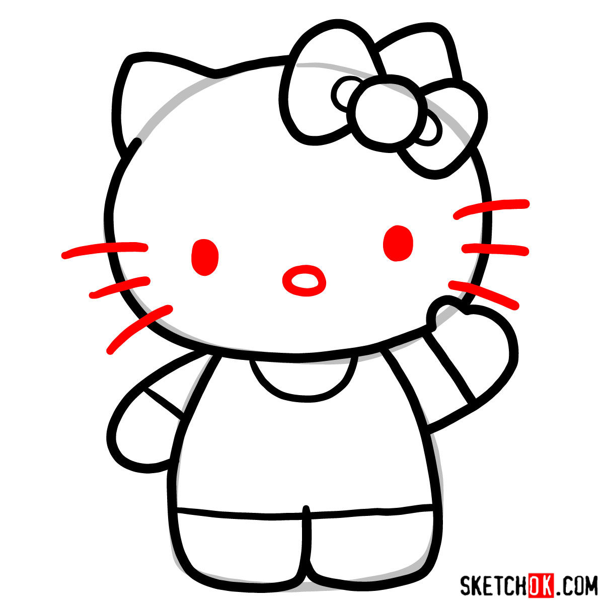 How to draw Hello Kitty - step 06