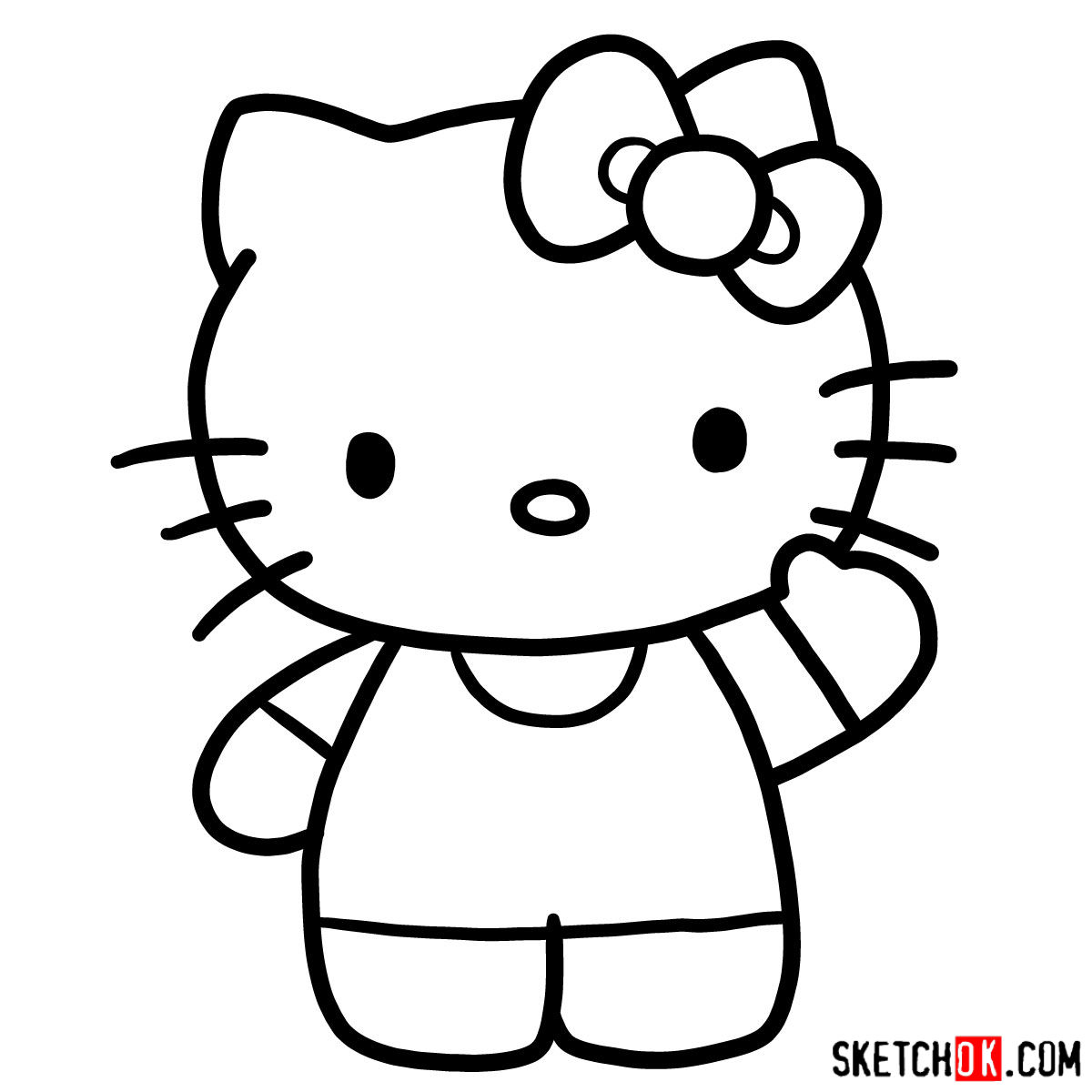 How to draw Hello Kitty stepbystep with simple and easy drawing tutorial