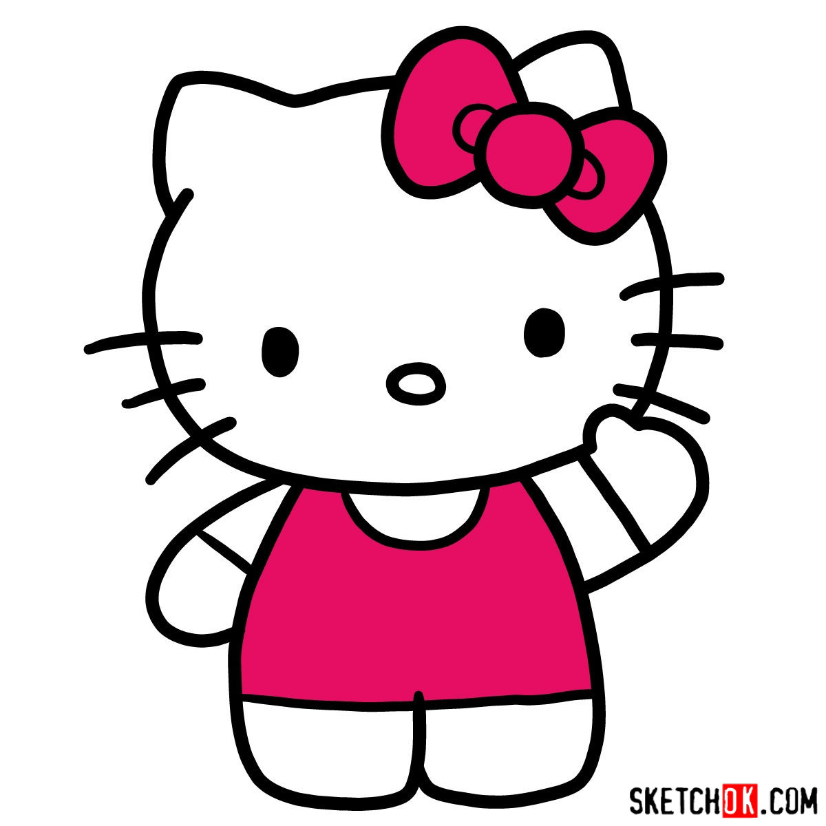 How to draw Hello Kitty Sketchok easy drawing guides