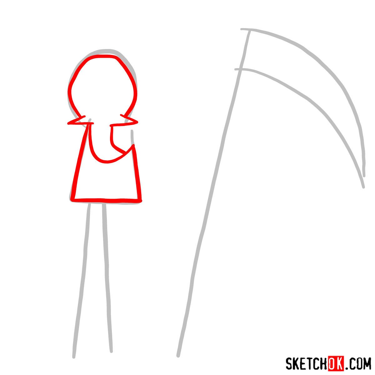 How to draw The Grim Reaper - step 02