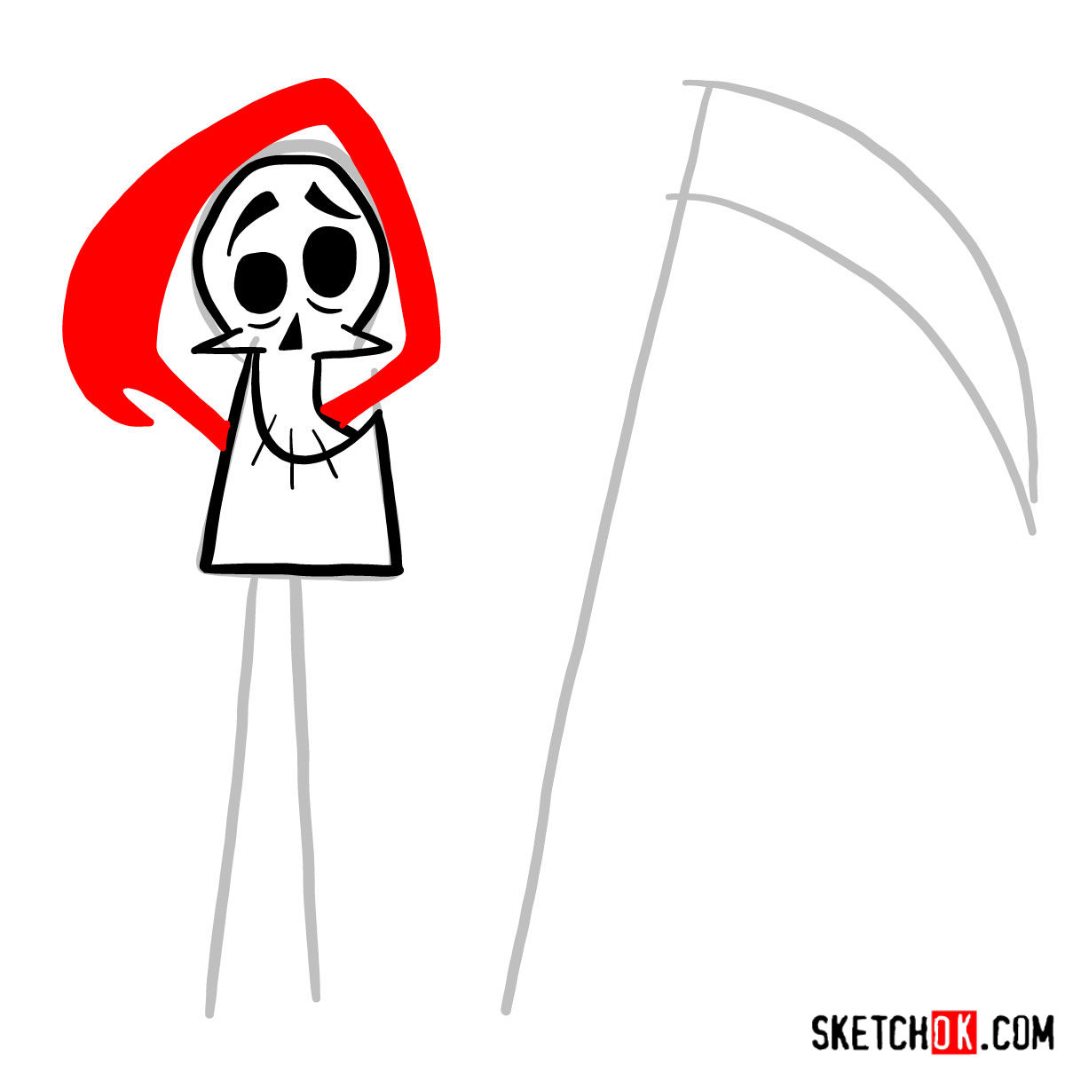 How to draw The Grim Reaper - Sketchok easy drawing guides