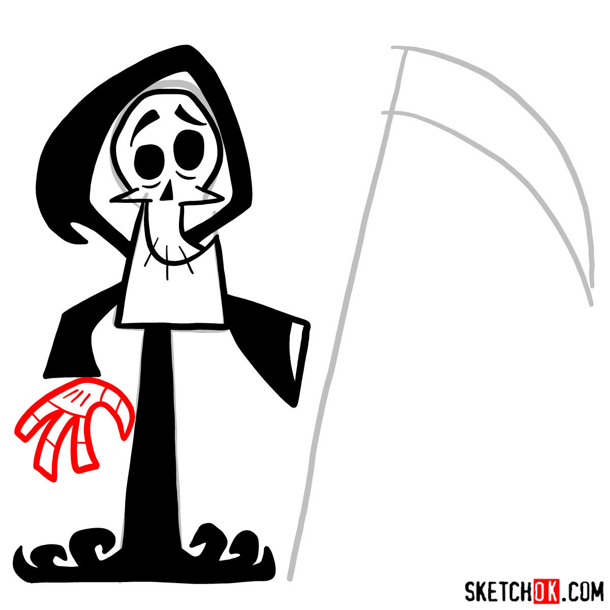 How to draw The Grim Reaper - step 07