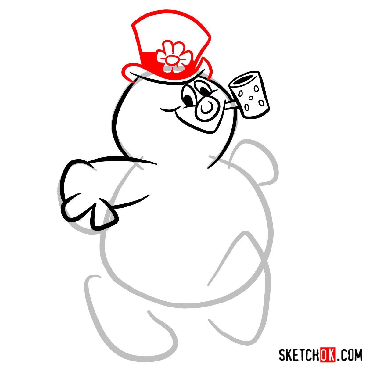 How to draw Frosty the Snowman - step 05