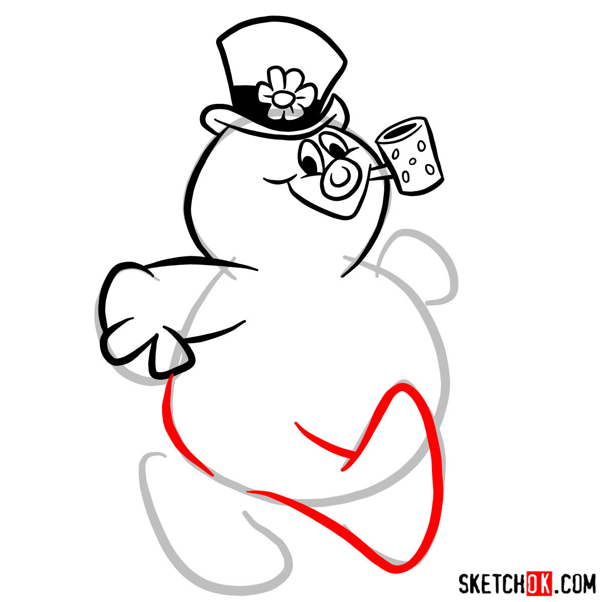 How to draw Frosty the Snowman -  step 06