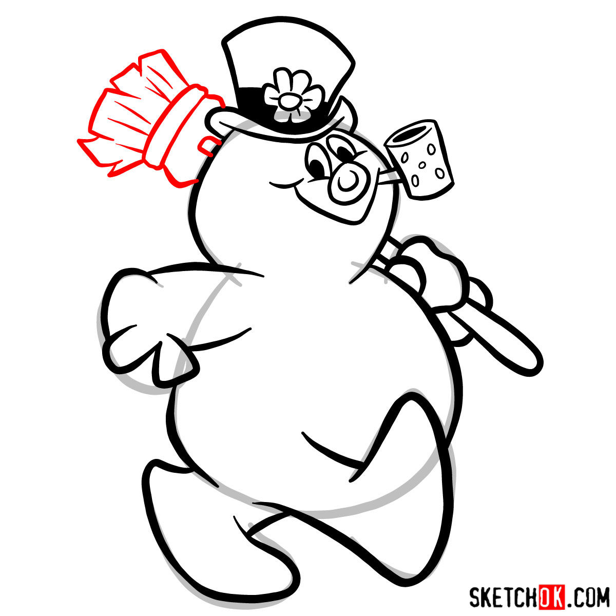 How to draw Frosty the Snowman - step 09