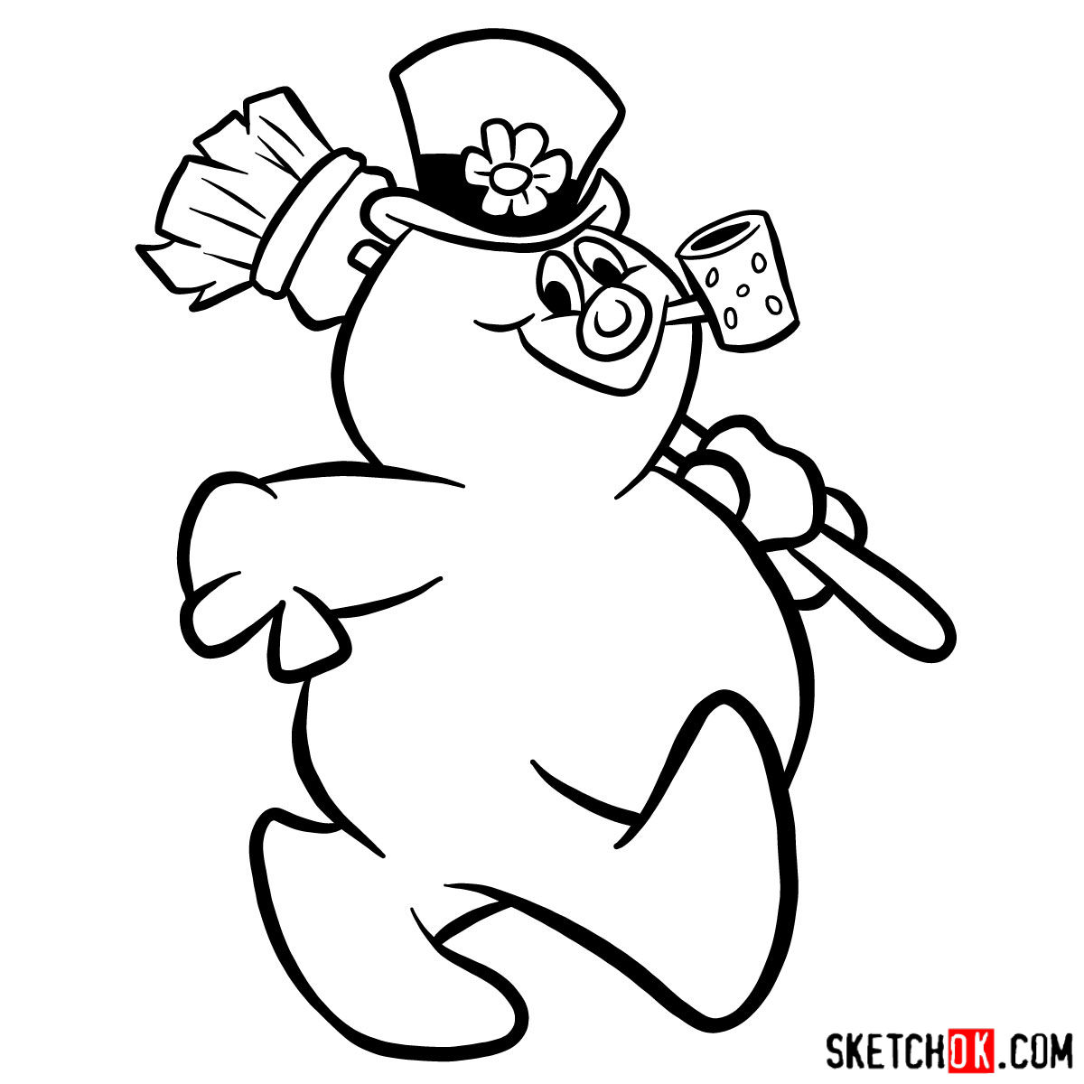How to draw Frosty the Snowman - step 10