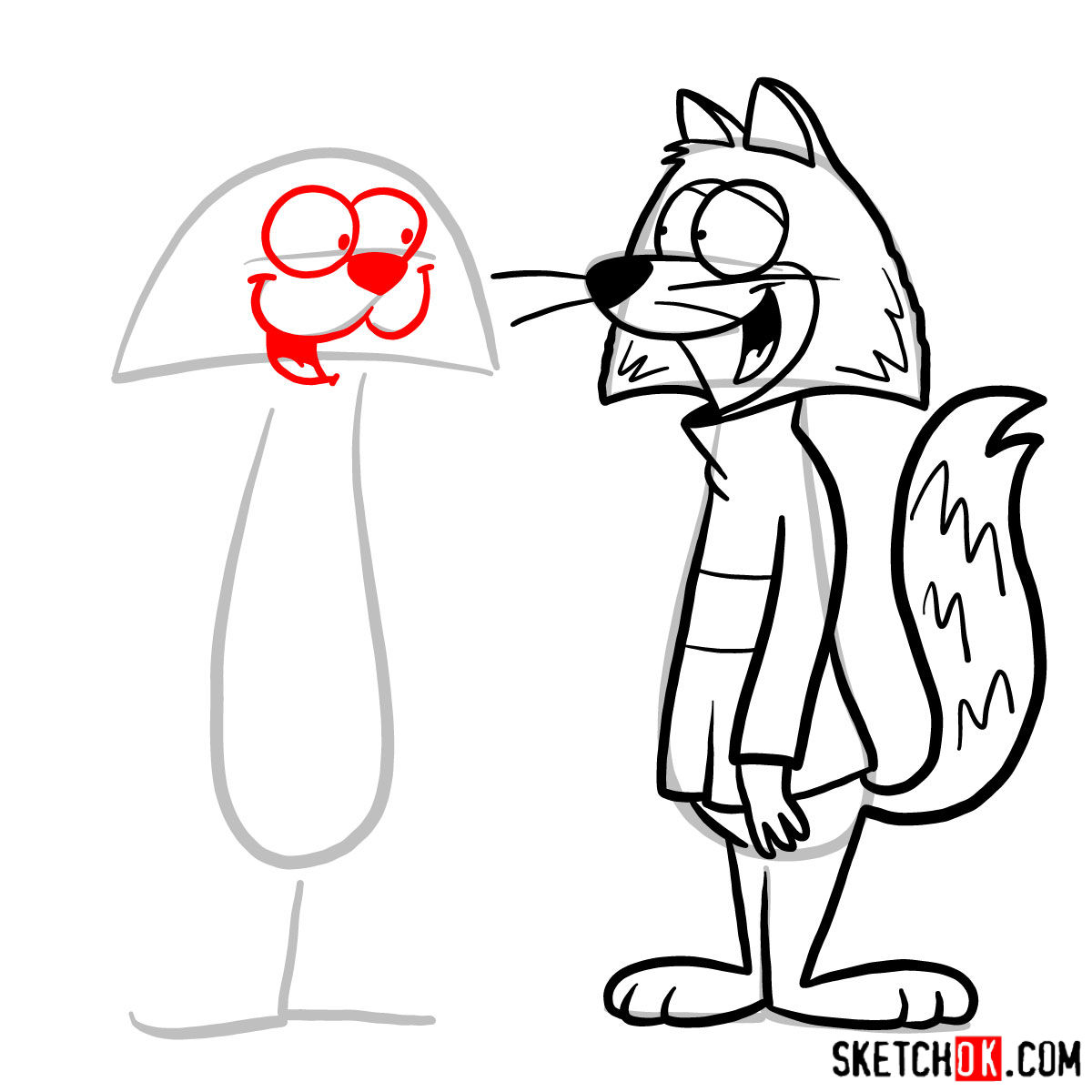 How to draw Fibber Fox and Choo Choo - step 10