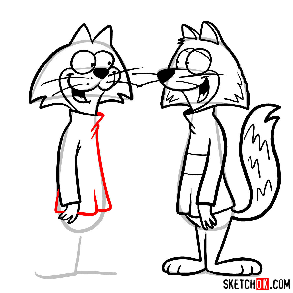 How to draw Fibber Fox and Choo Choo - step 13