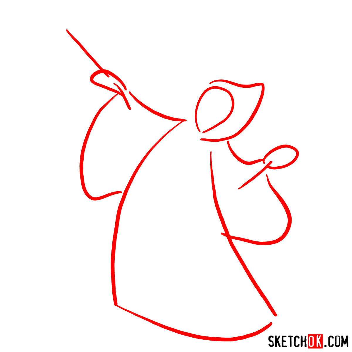 How to draw Fairy Godmother - step 01
