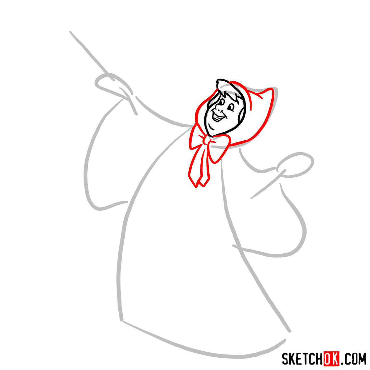 How to draw Fairy Godmother - step 04