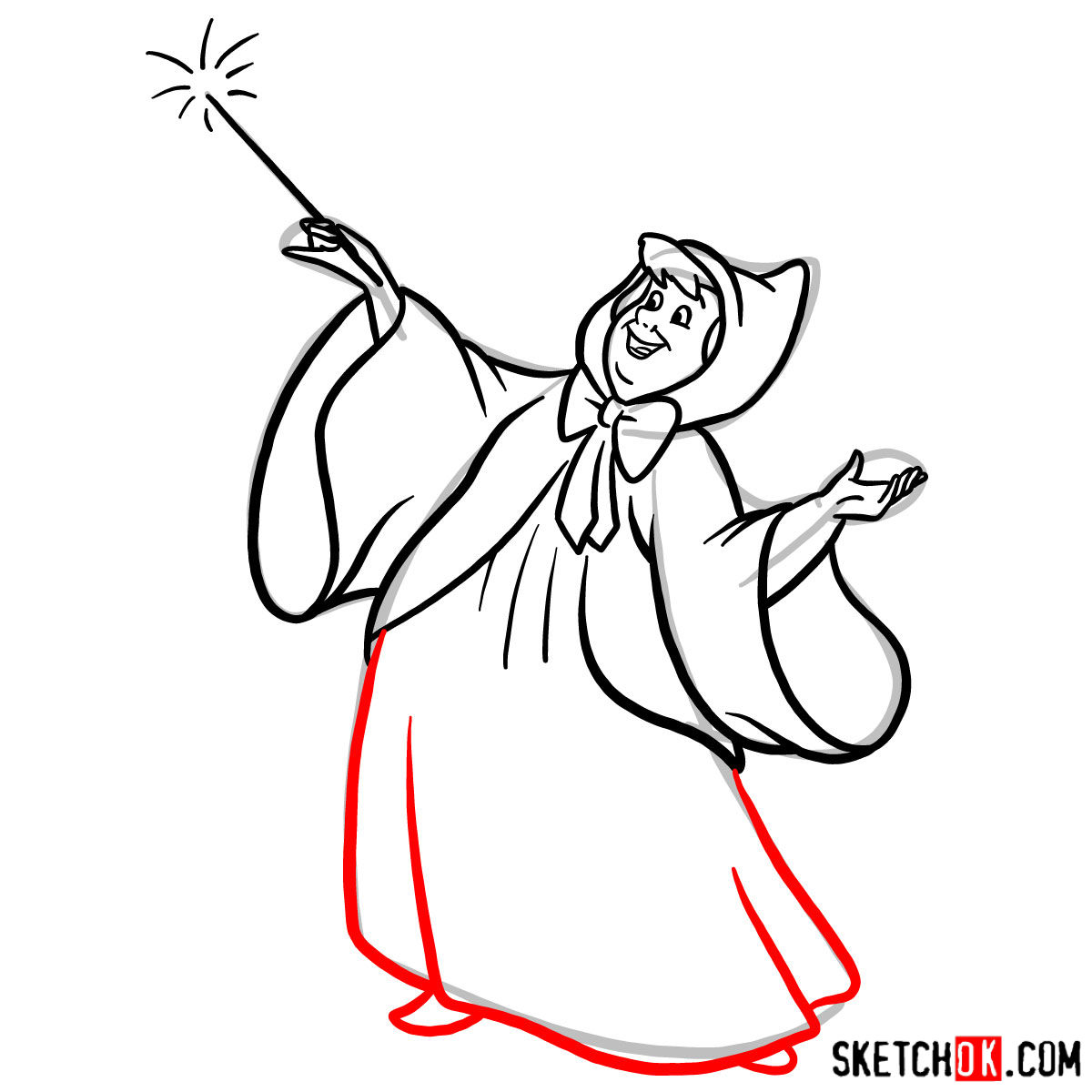 How to draw Fairy Godmother - step 10