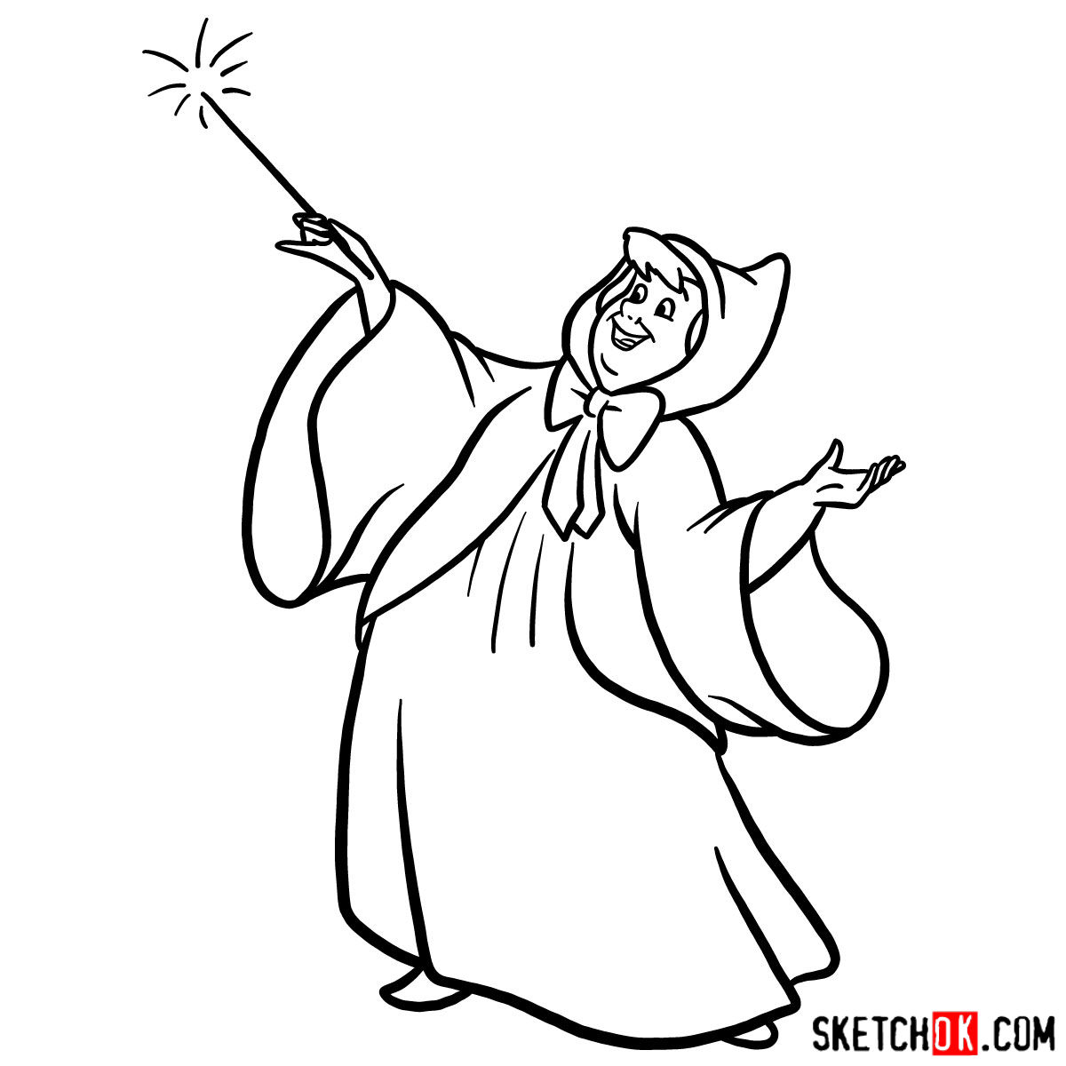 How to draw Fairy Godmother - step 11