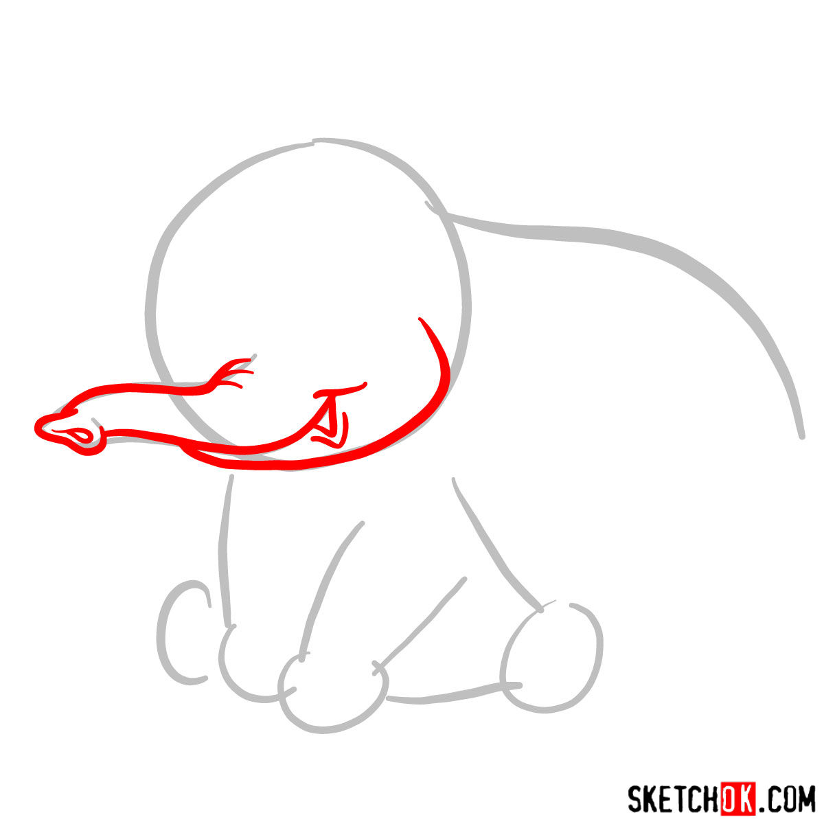 How to draw Dumbo the elephant - step 02