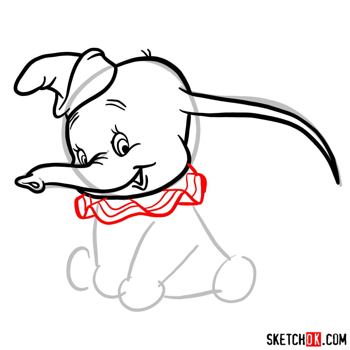 How to draw Dumbo the elephant - step 05
