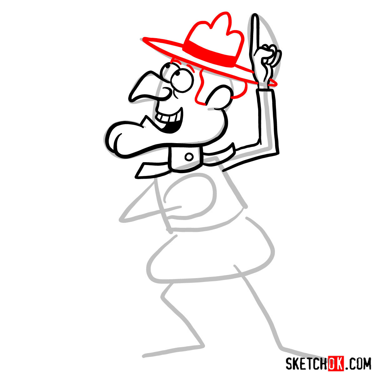 How to draw Dudley Do-Right - step 06