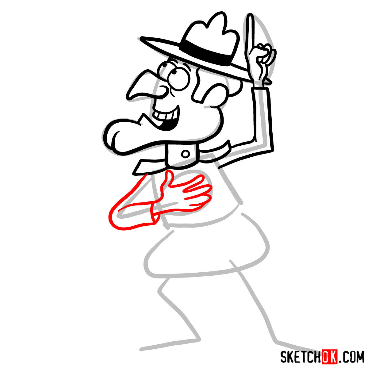 How to draw Dudley Do-Right - step 07