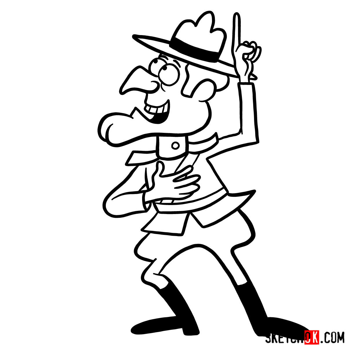 How to draw Dudley Do-Right - step 11