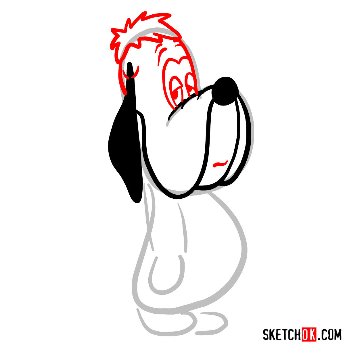 How to draw Droopy Dog - step 03