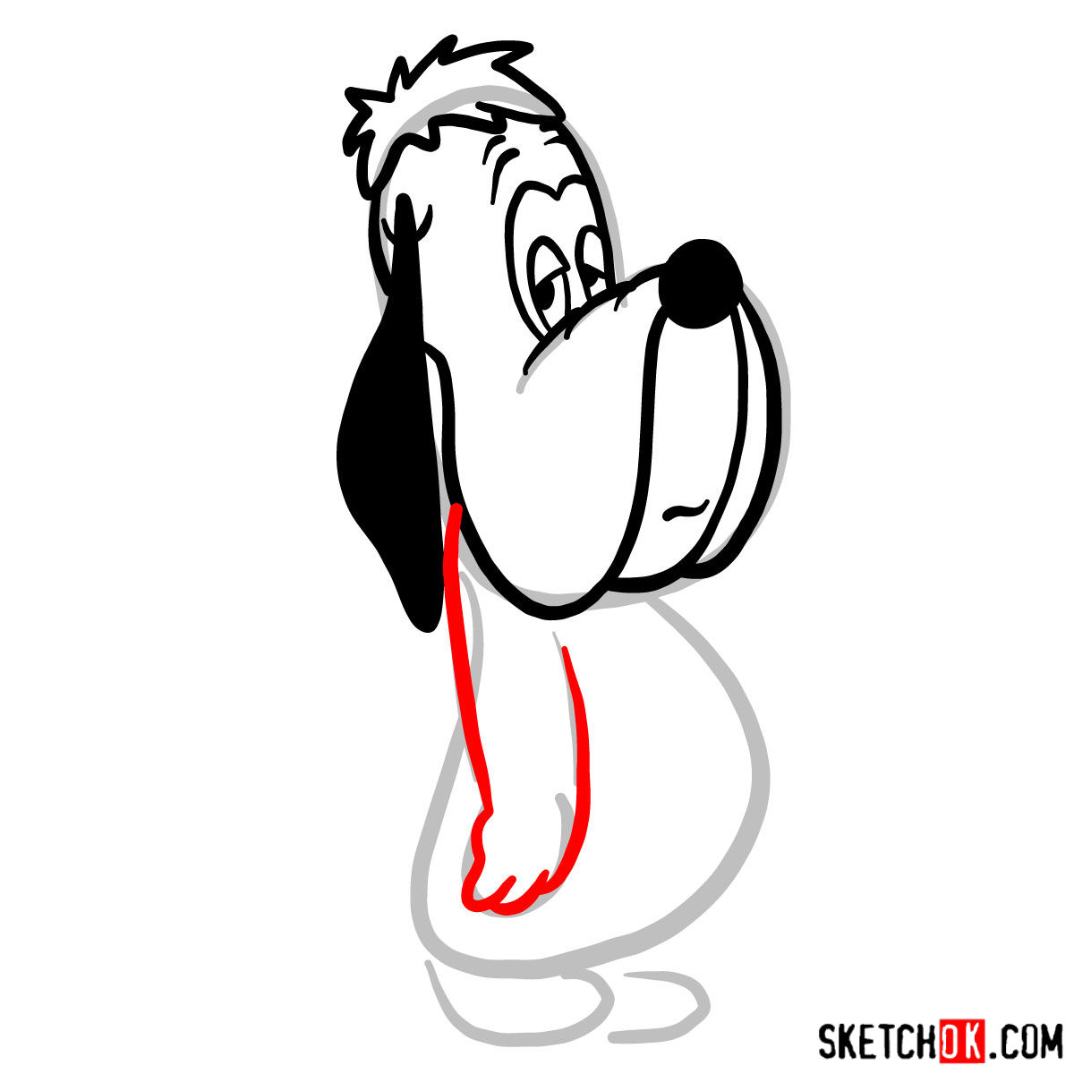How to draw Droopy Dog - step 04