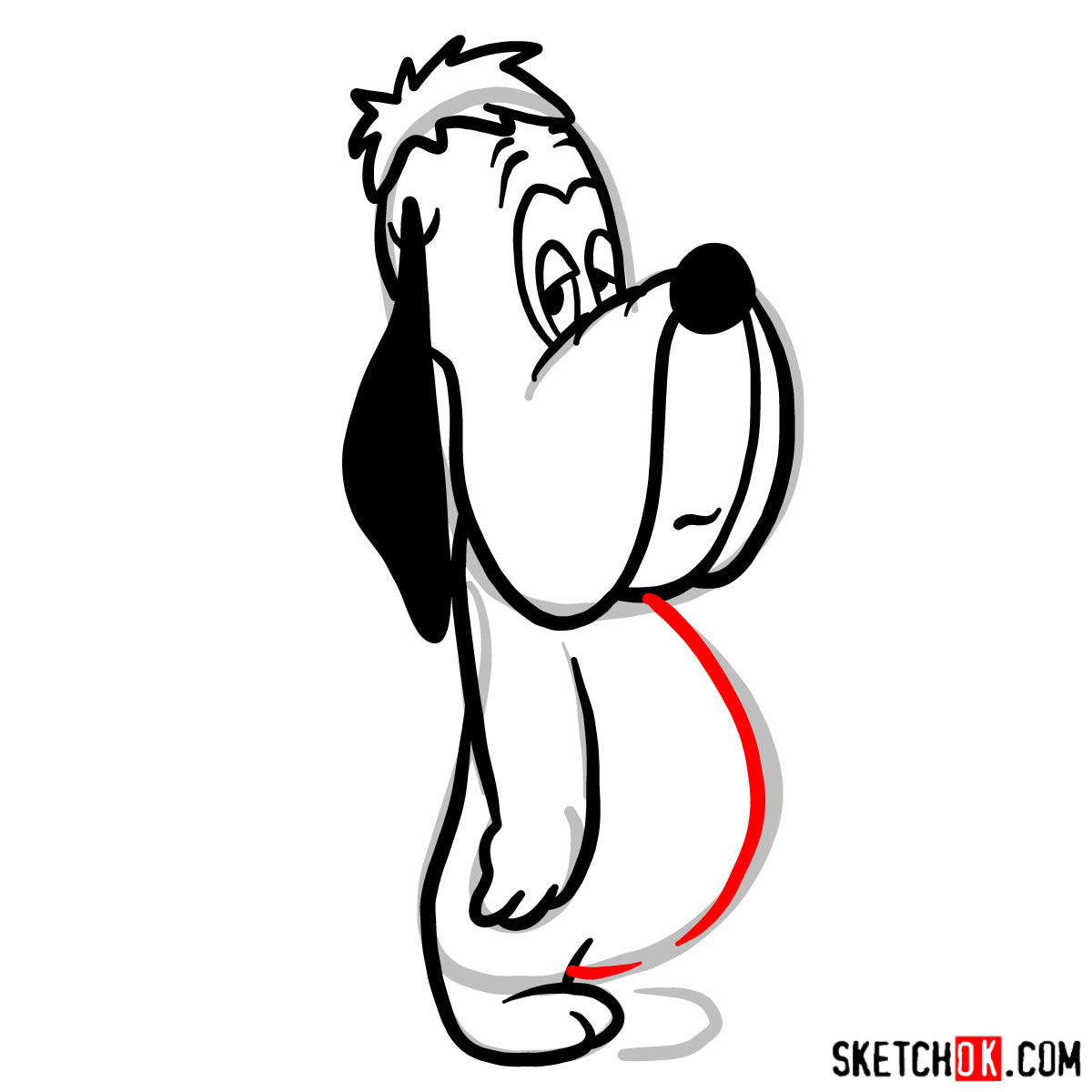 How to draw Droopy Dog -  step 06