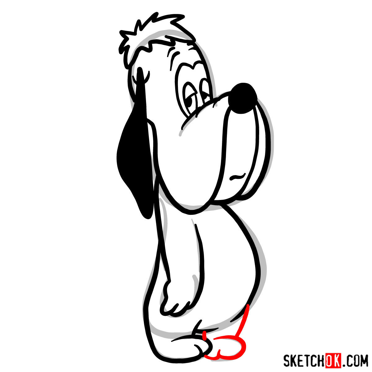 How to draw Droopy Dog - step 07