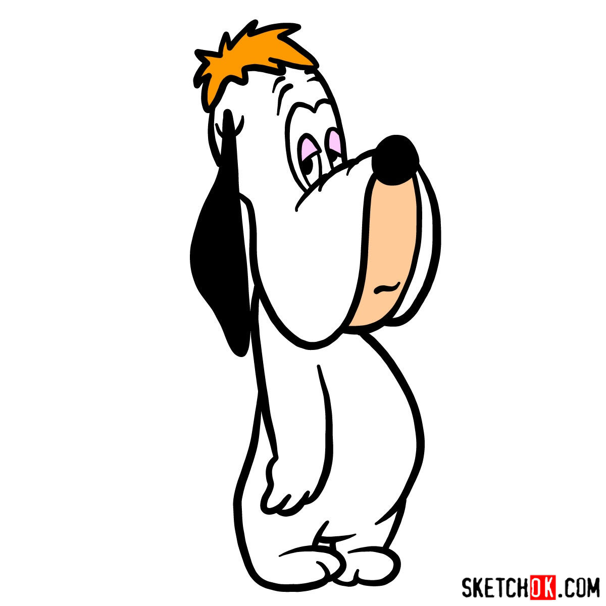 How to draw Droopy Dog - Sketchok easy drawing guides