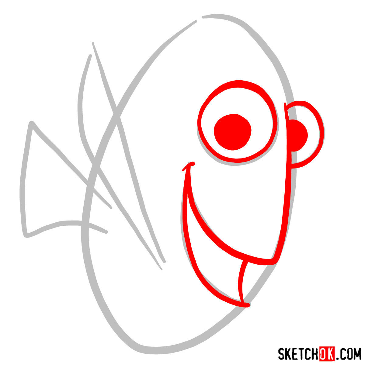 How to draw Dory - step 02