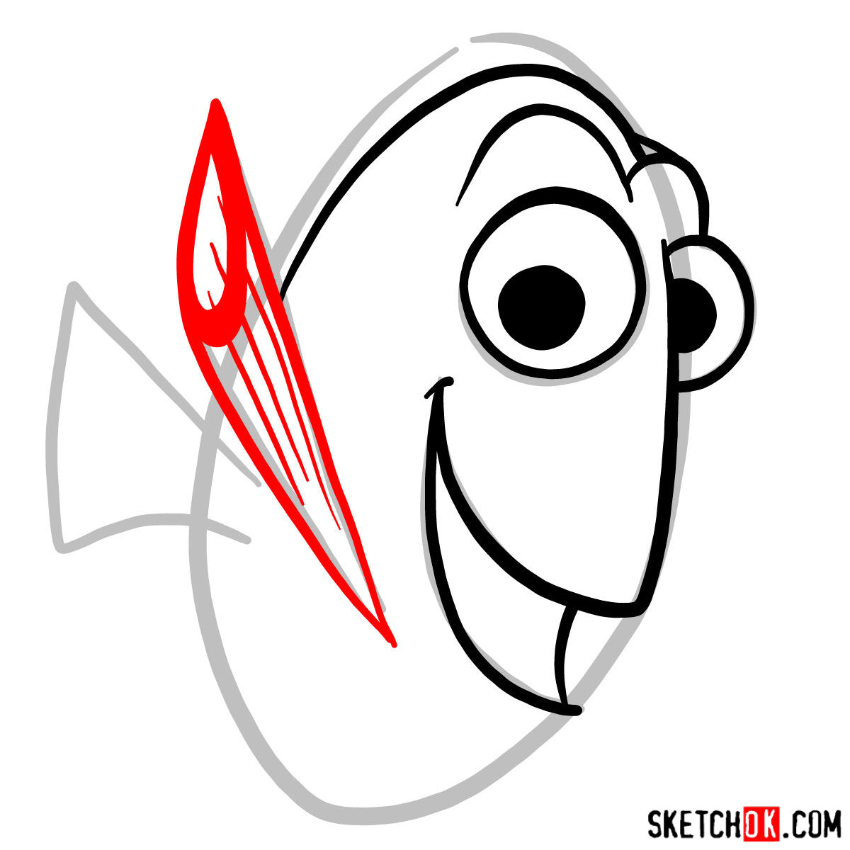 How to draw Dory - step 04