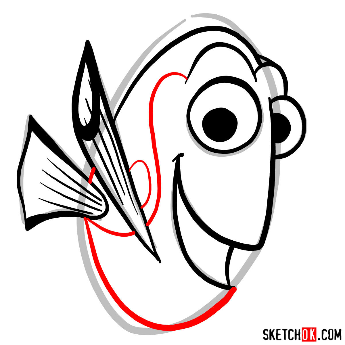How to draw Dory -  step 06