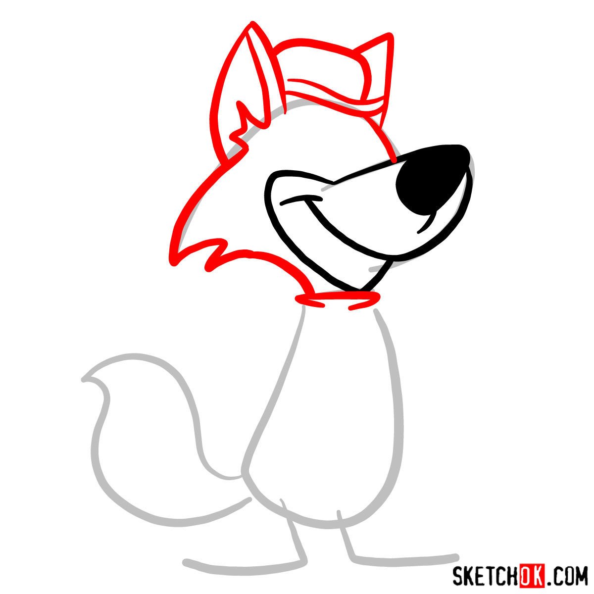 How to draw Ding-A-Ling Wolf - step 03