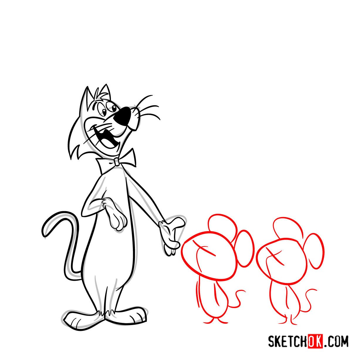 How to draw Pixie and Dixie and Mr. Jinks together - step 11