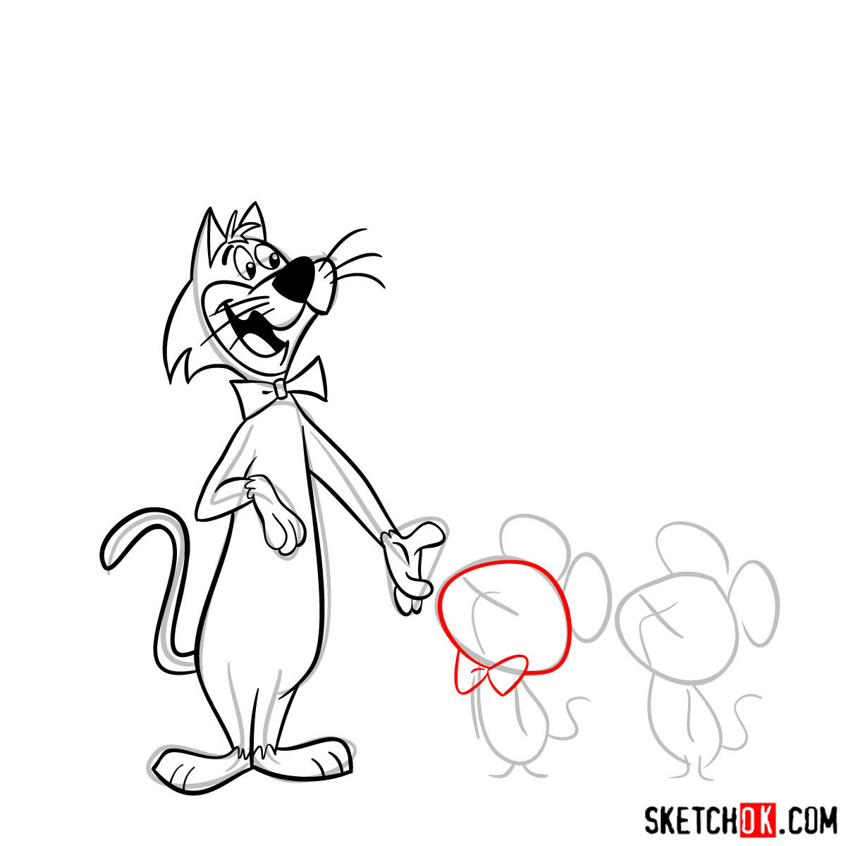 How to draw Pixie and Dixie and Mr. Jinks together - step 12