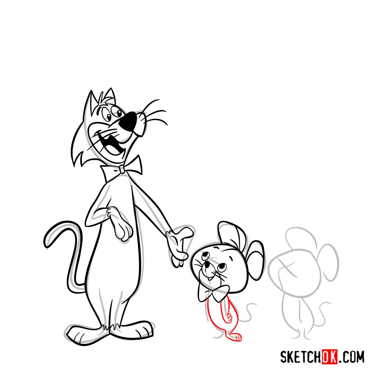 How to draw Pixie and Dixie and Mr. Jinks together - step 15