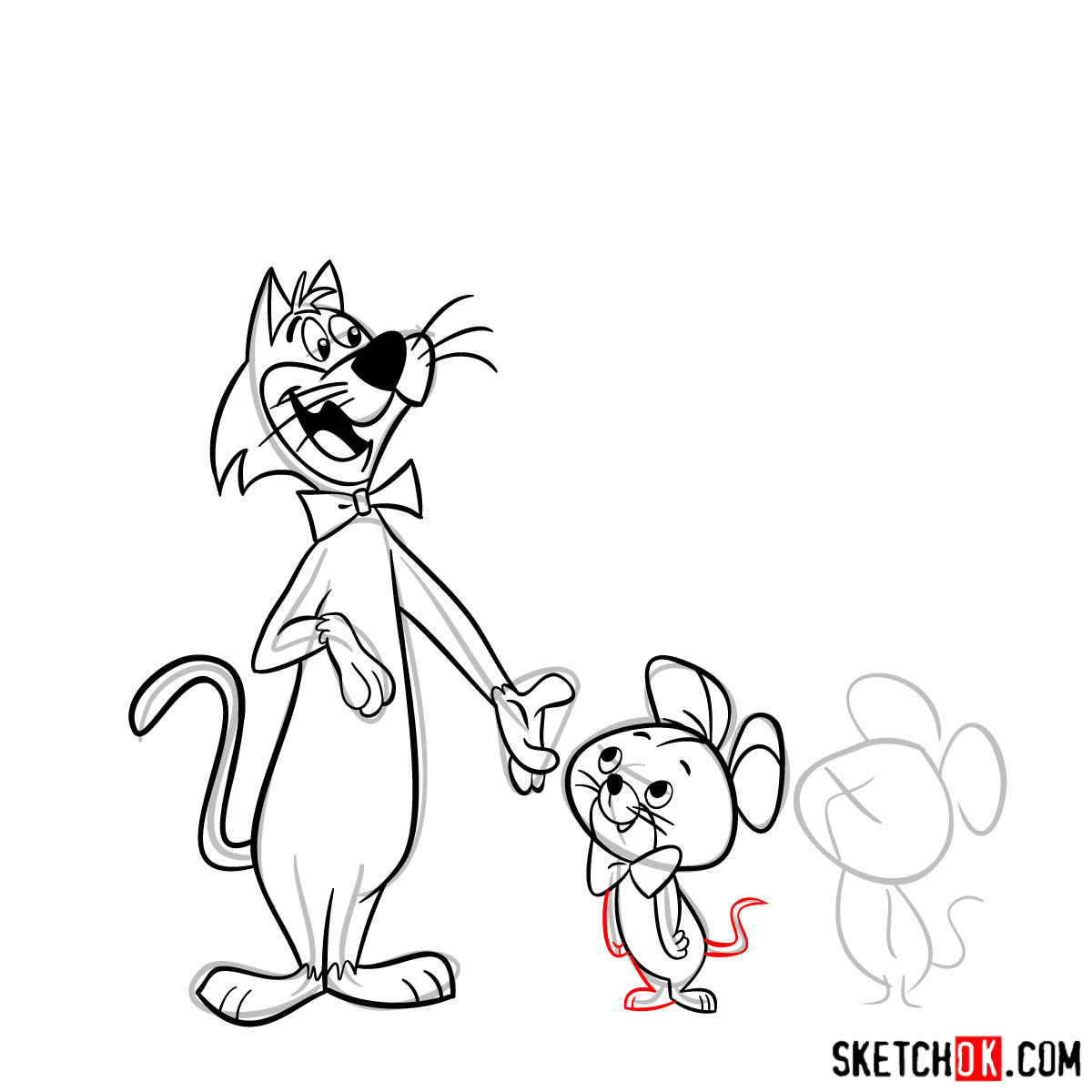 How to draw Pixie and Dixie and Mr. Jinks together - step 16
