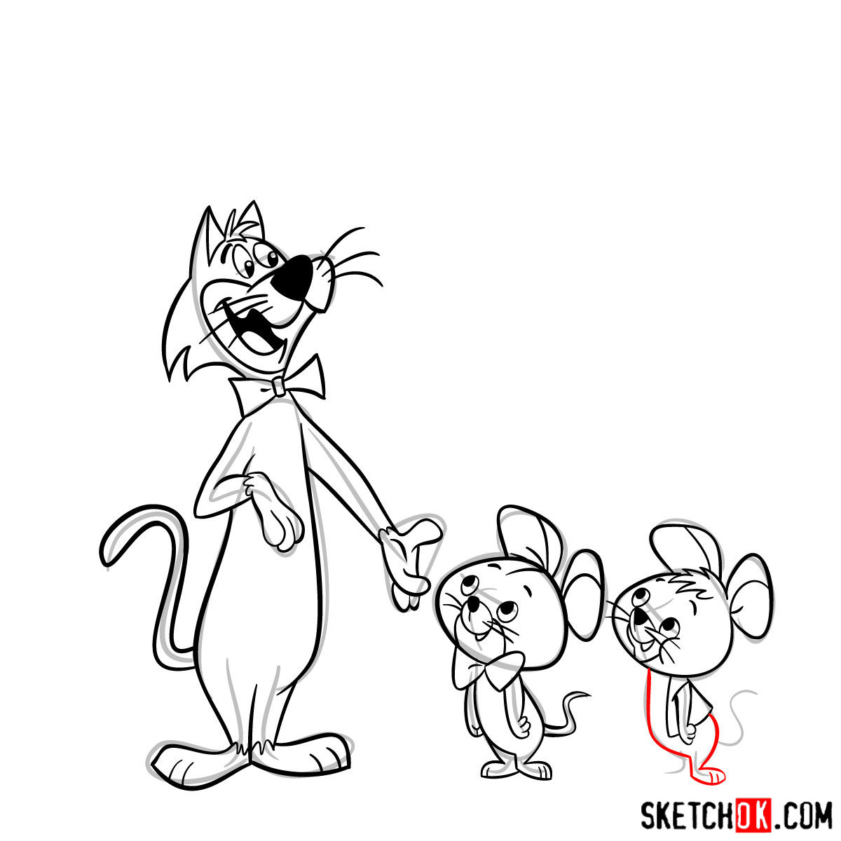 How to draw Pixie and Dixie and Mr. Jinks together - step 21