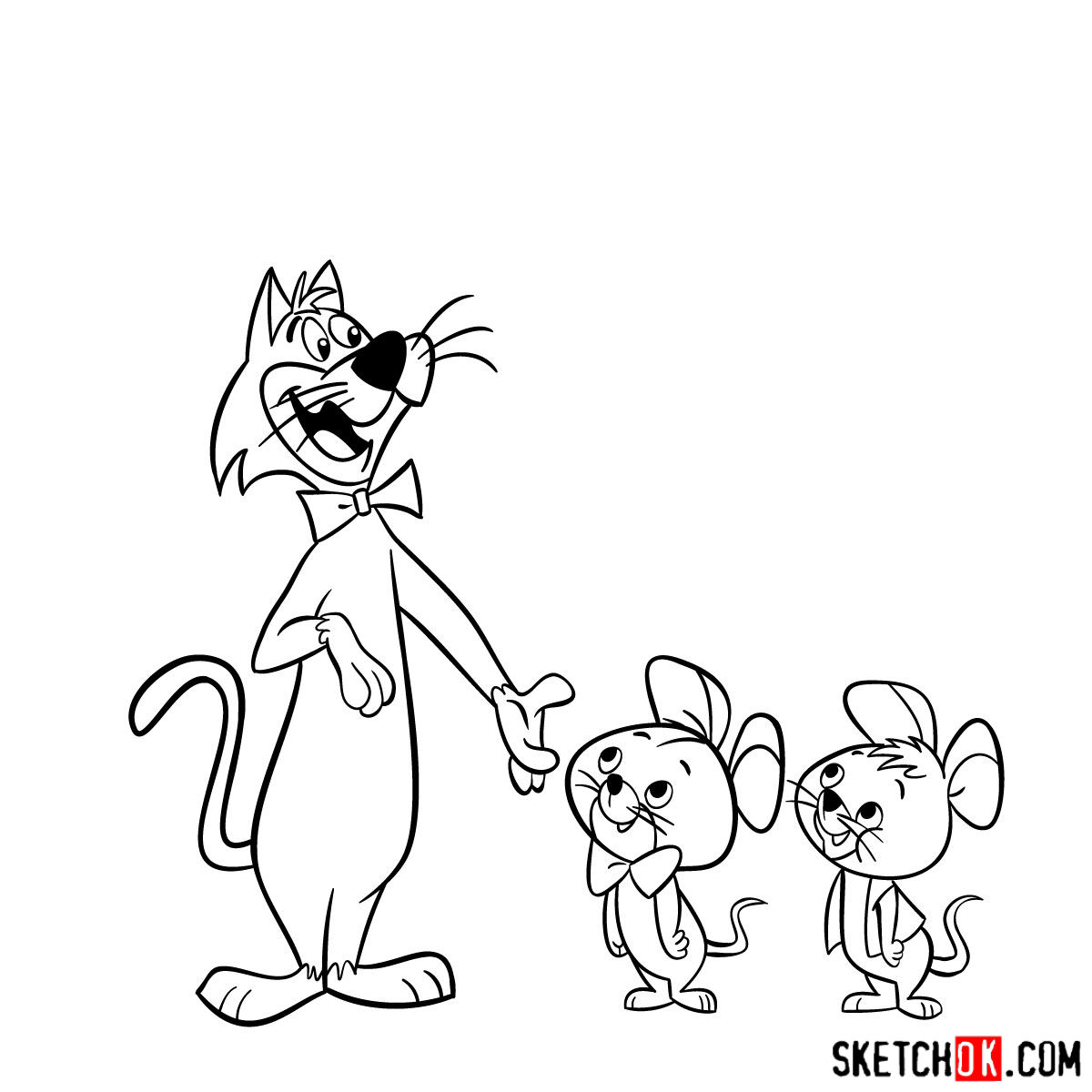 How to draw Pixie and Dixie and Mr. Jinks together - step 23