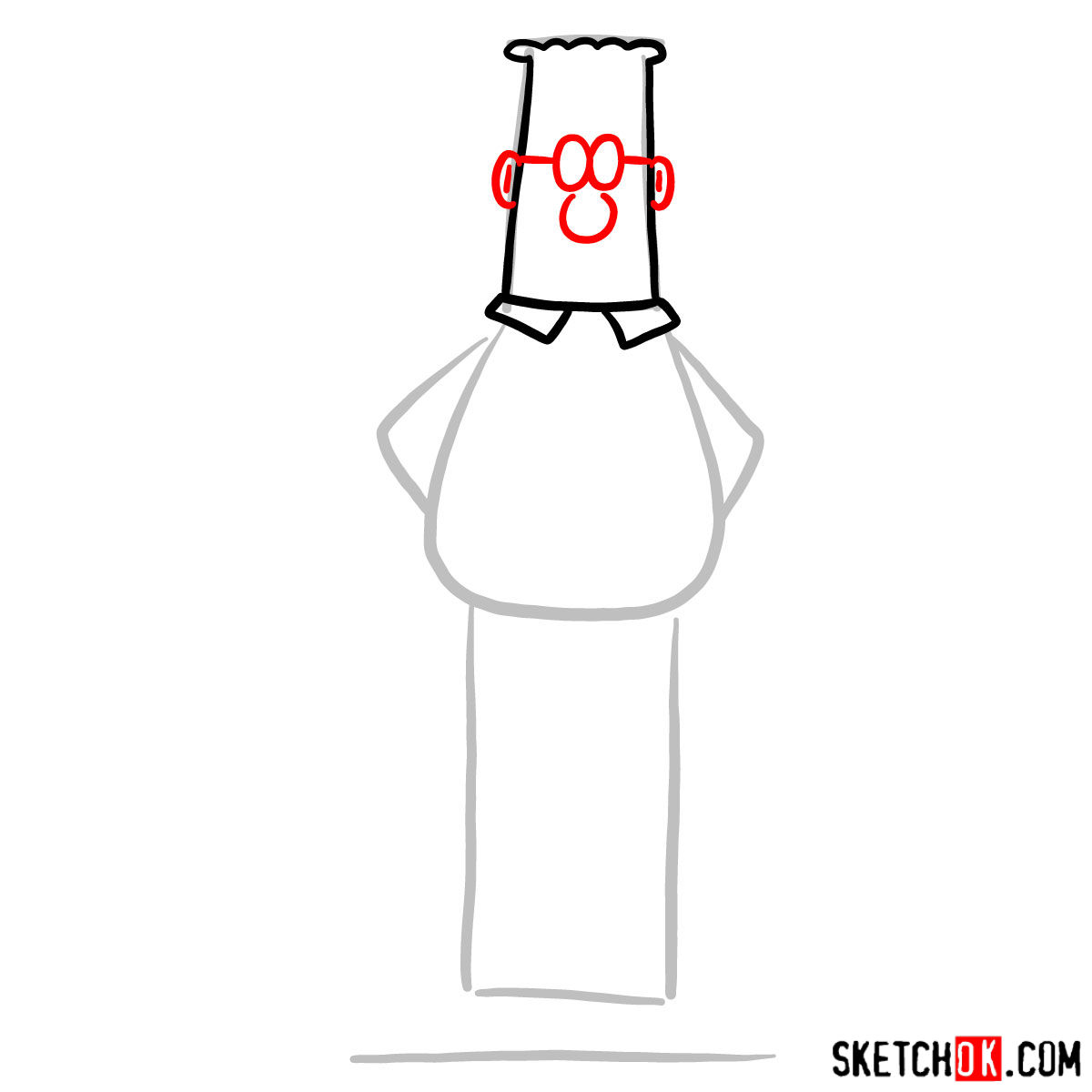 How to draw Dilbert - step 03