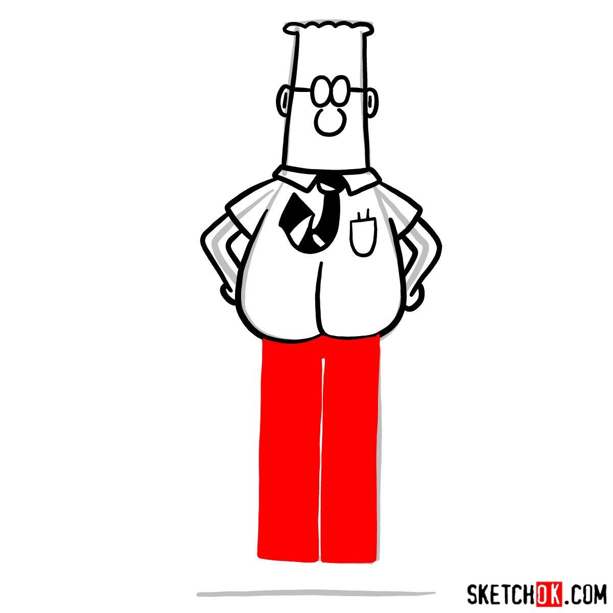 How to draw Dilbert - step 07