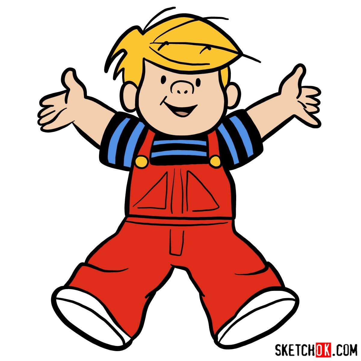 How to draw Dennis the Menace - Sketchok easy drawing guides