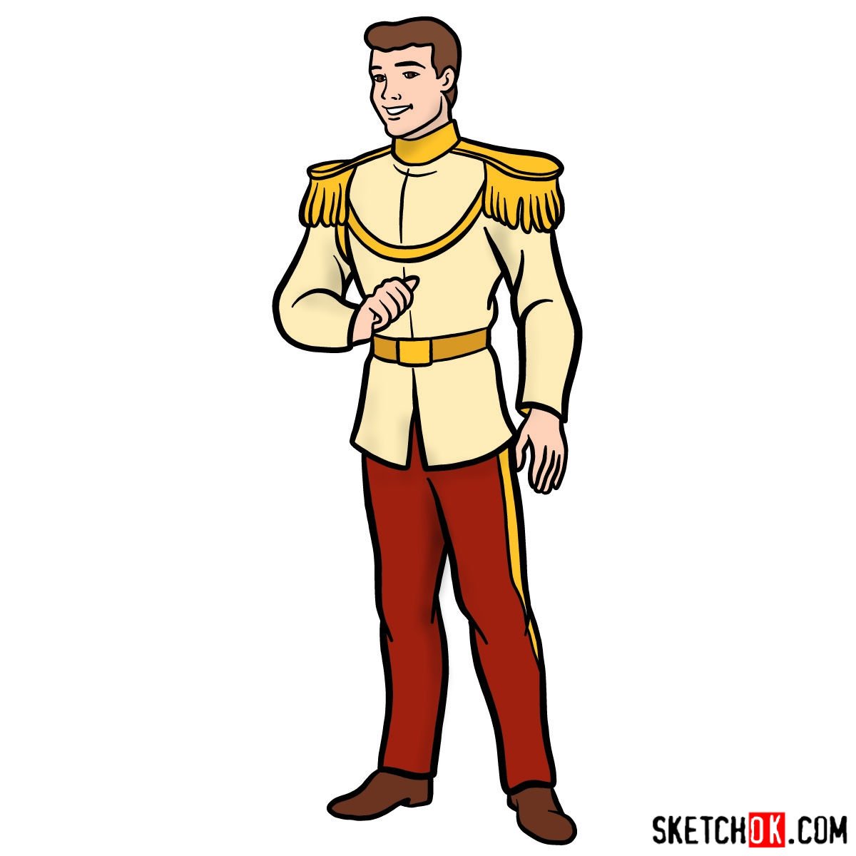 How to draw Prince Charming | Cinderella - Sketchok easy drawing guides