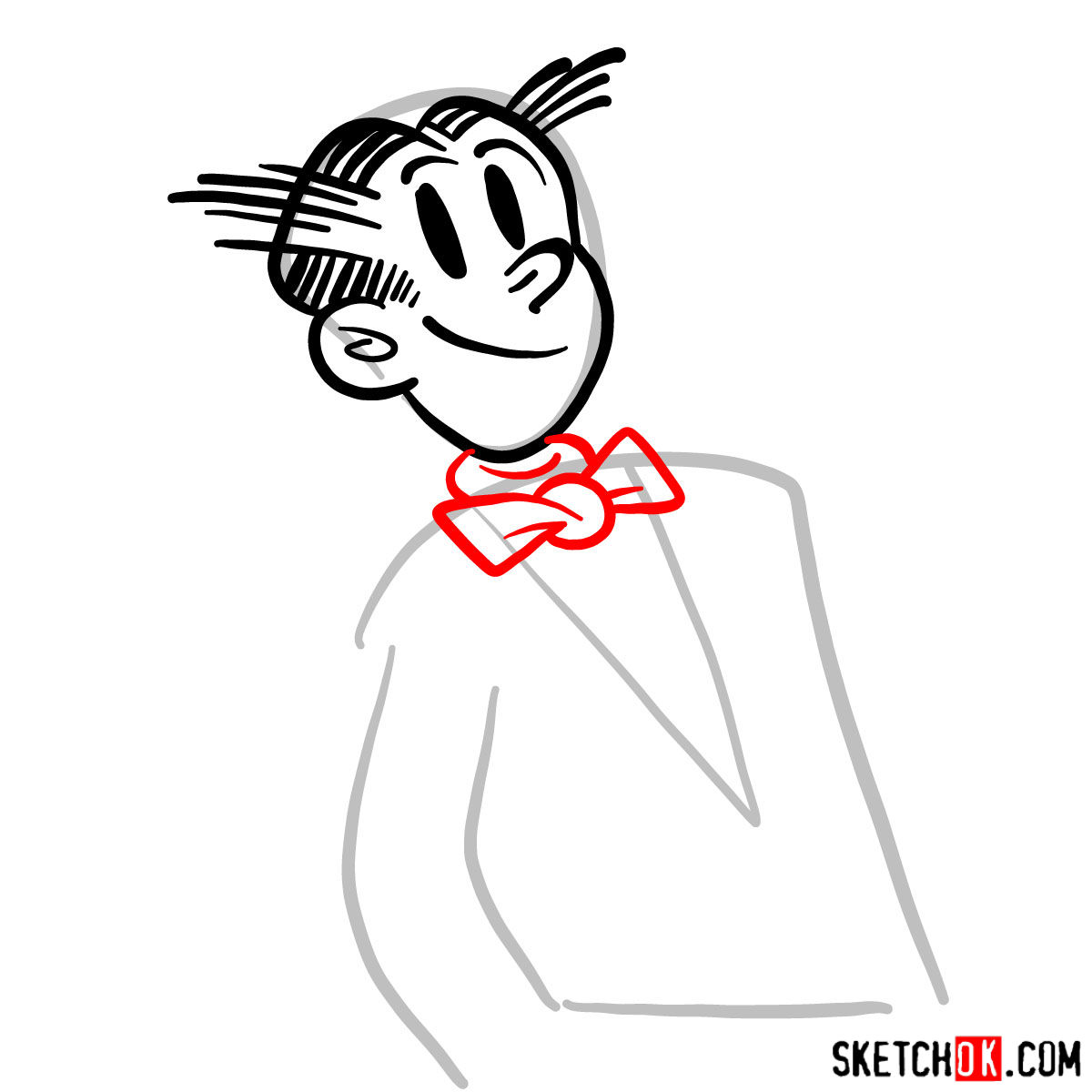 How to draw Dagwood Bumstead - step 05