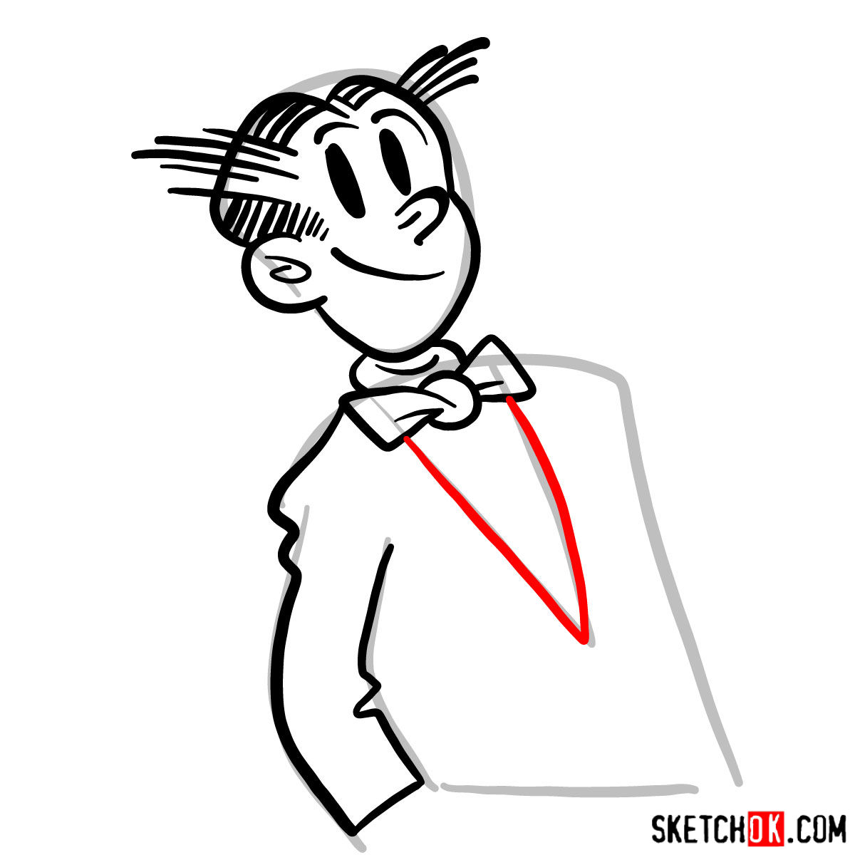 How to draw Dagwood Bumstead - step 07