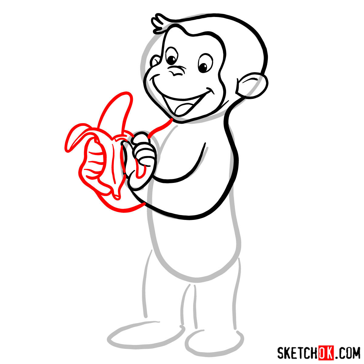 How to draw Curious George - step 05